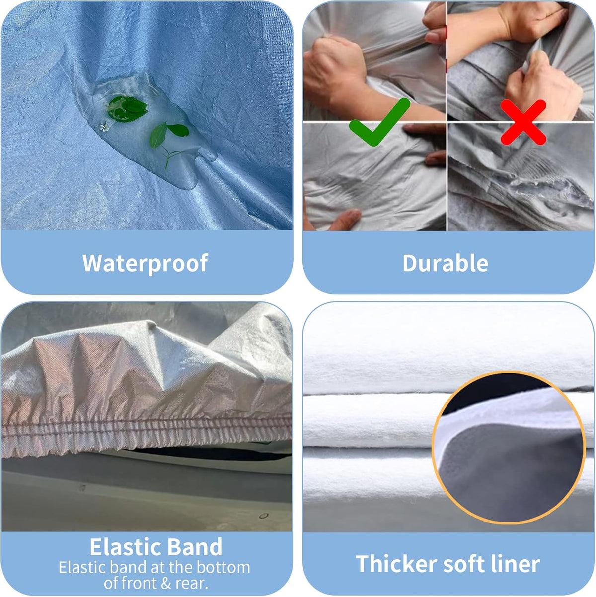 6 Layers Waterproof Cotton Car Cover with Zipper D14436