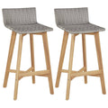 2 Pcs Poly Rattan Solid Acacia Wood Bar Chairs M3644