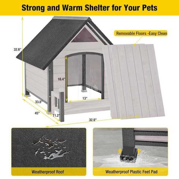 Outdoor Dog House with Porch Iron Frame I826659