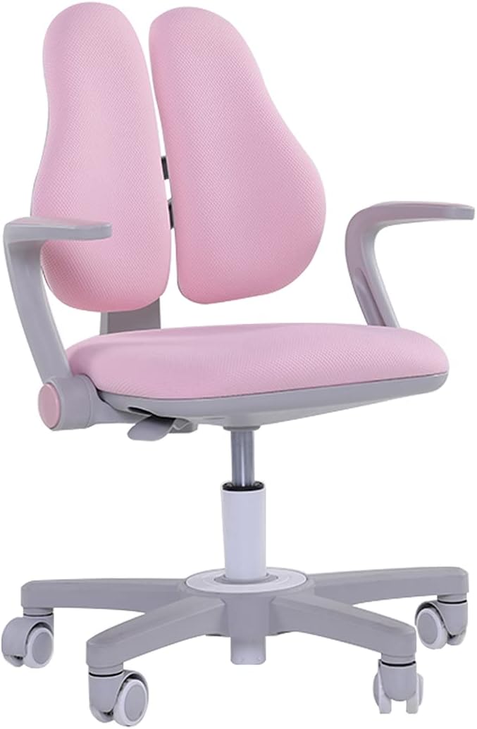 Pink Height Adjustable Kids Study Desk and Chair Set with Drawer and Bookshelf C224416