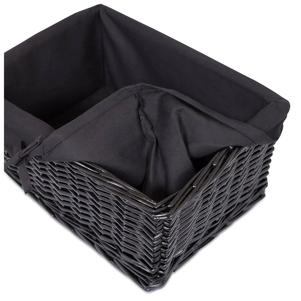 Woven Willow Baskets with Liner, Set of 5, Rectangular Storage Bins with Lids A166376