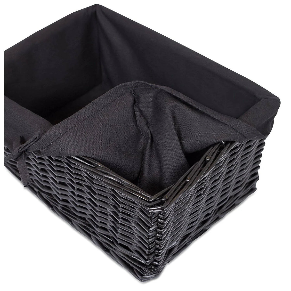 Woven Willow Baskets with Liner, Set of 5, Rectangular Storage Bins with Lids A166376
