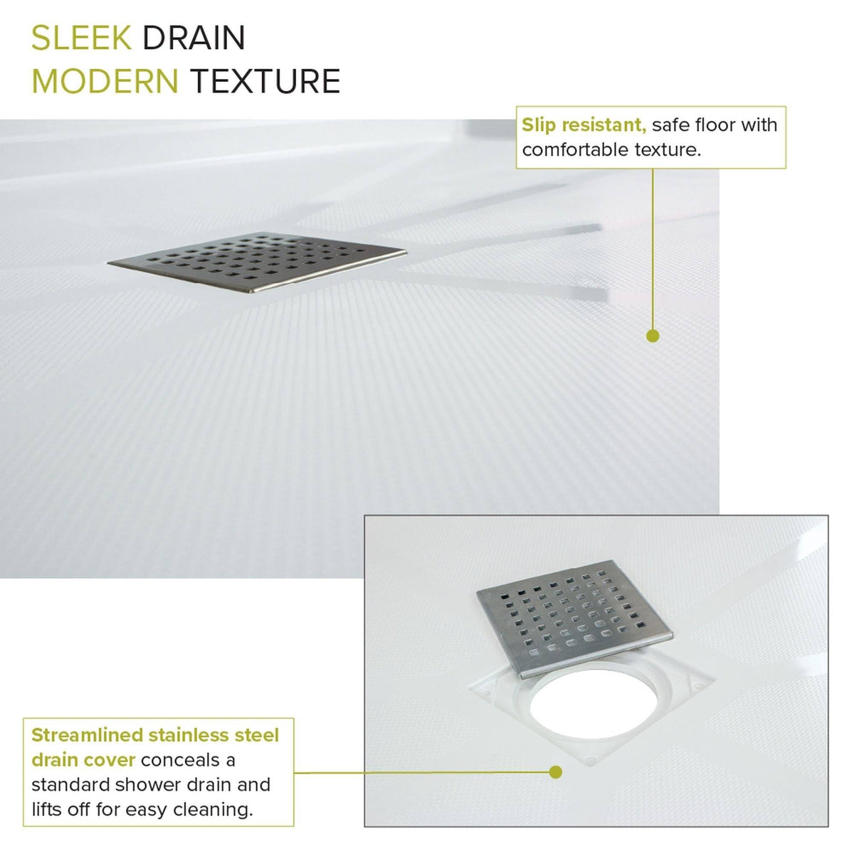 Cameo Single Threshold Shower Base with Center Drain G807