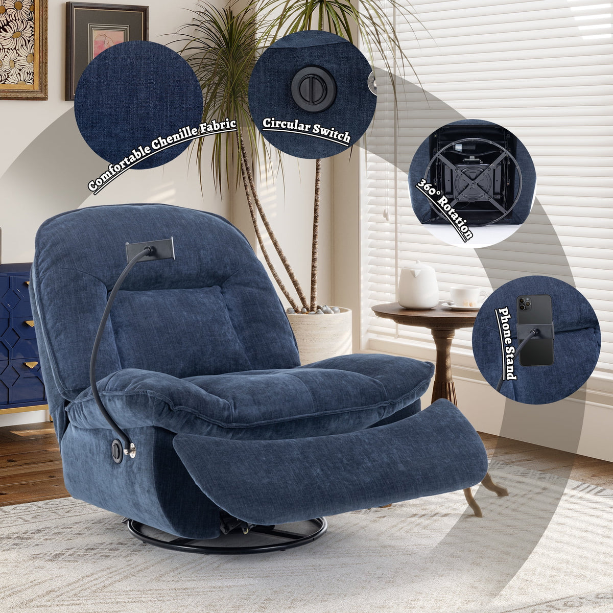 Oversized Electric Recliner Chair with Mobile Phone Bracket C889