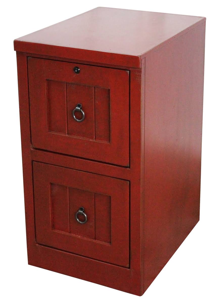 Rustic 2 Drawer File Cabinet Burnt Red L76838