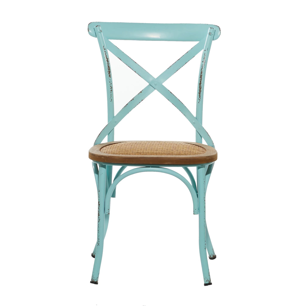 Metal Dining Chair with Brown Rattan Seat, Set of 2 K3125