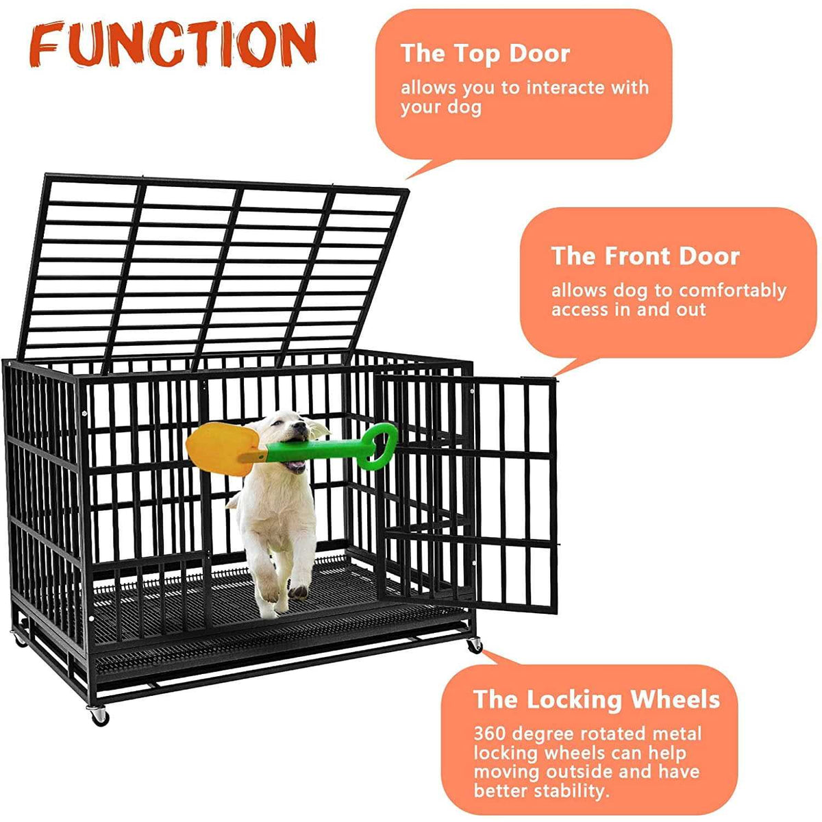 Heavy Duty Dog Crate with Removable Tray J91250