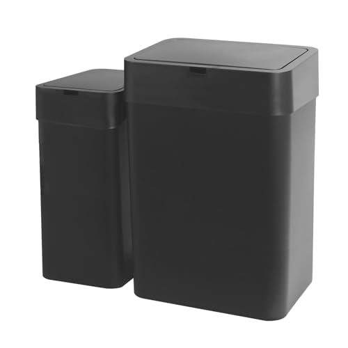 2 Pack Automatic Motion Sensor Trash Can, 2.5 Gallon + 4 Gallon White Q251