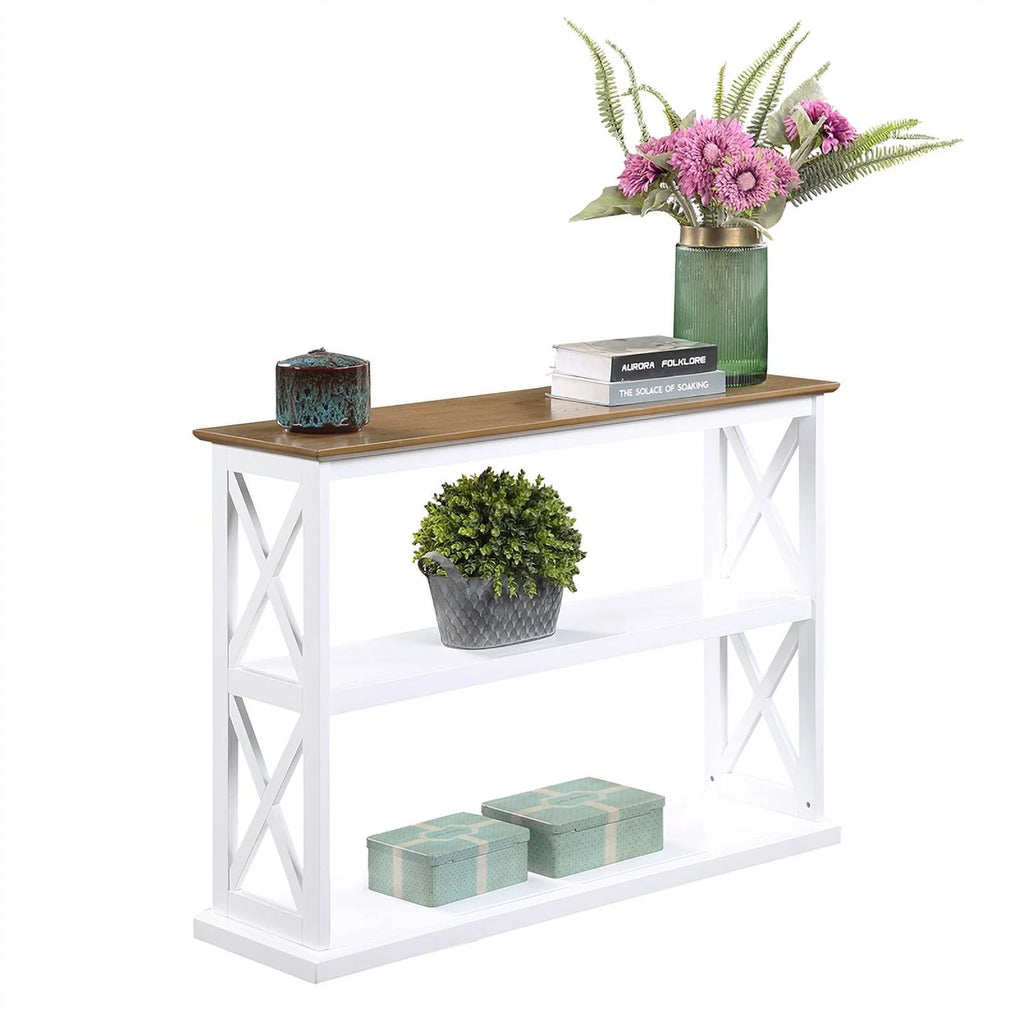 White Console Table with Shelves H434646
