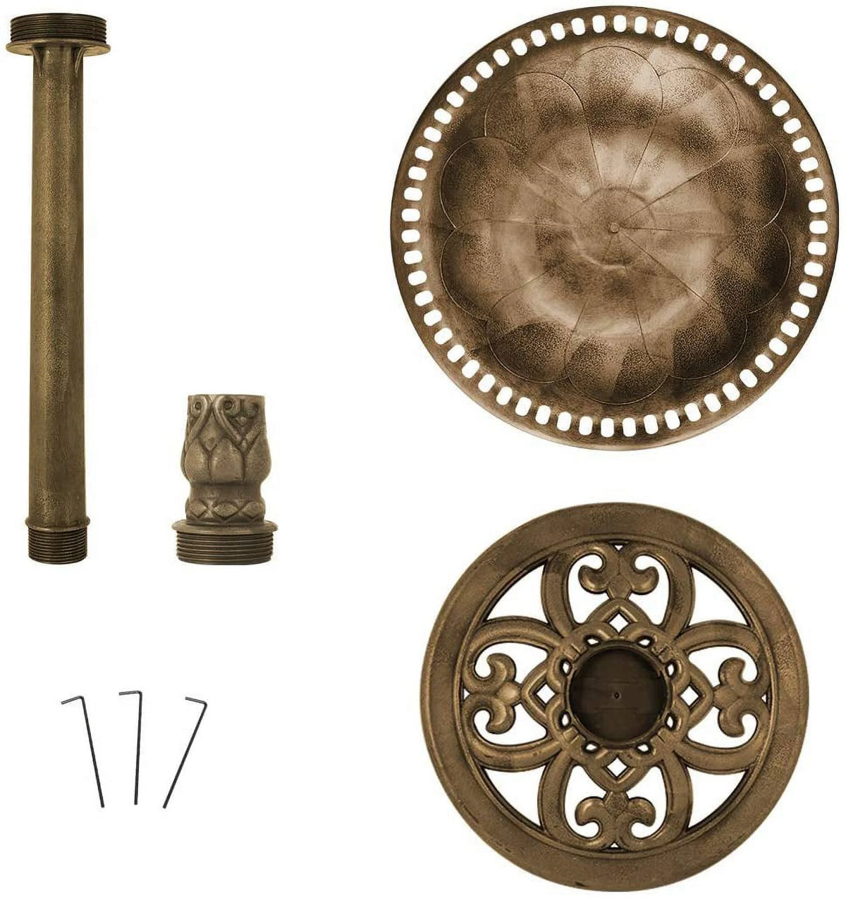 Polyresin Antique Outdoor Birdbath and Solar Powered Fountain Set I1688