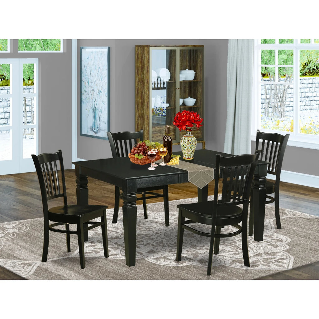 Black 5 Piece Rectangular Kitchen Table Set N1434