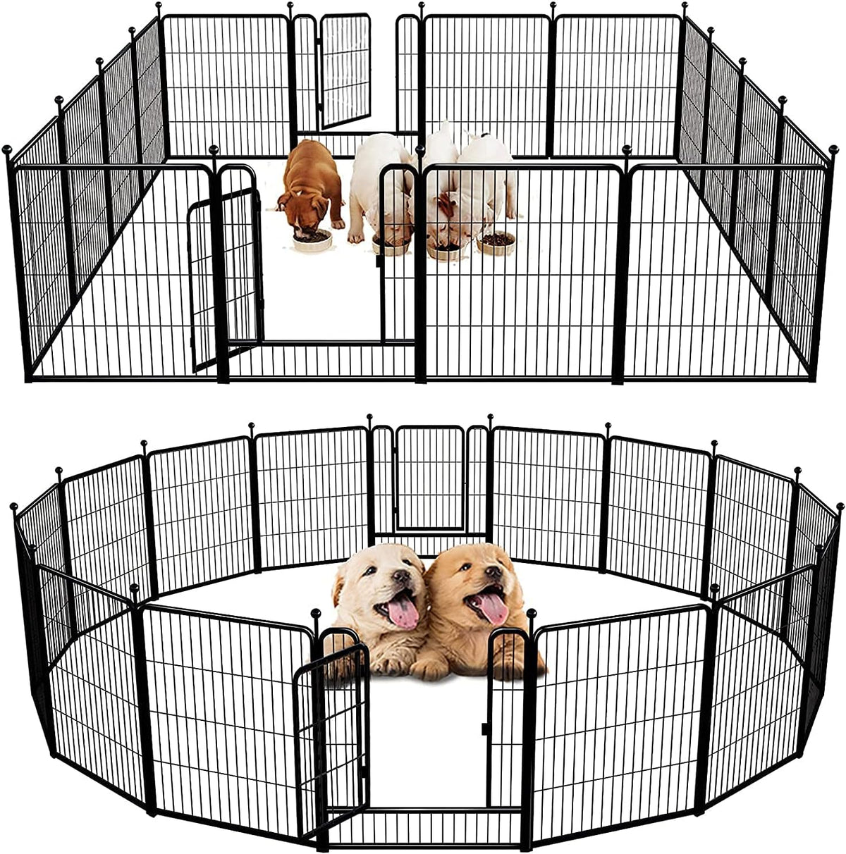Dog Playpen 32-Inch Height Pet Fence Gate with Doors L801131
