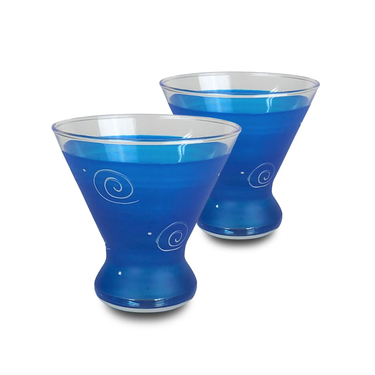 Set of 2 Turquoise Hand Painted Wine Glass 8.25 oz W554