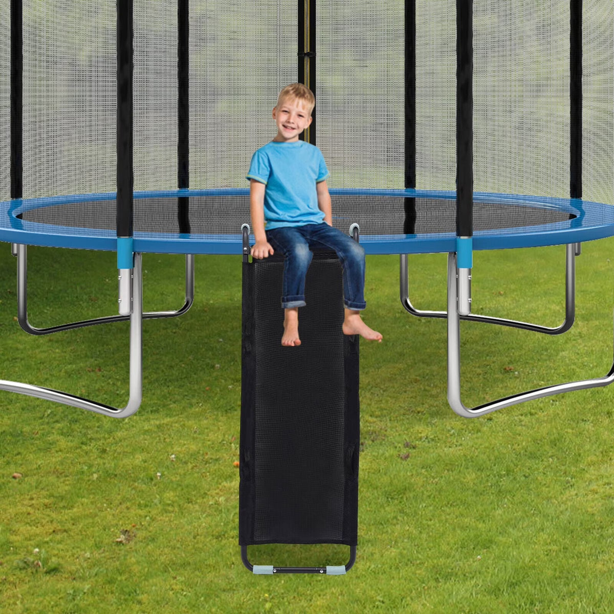 Trampoline Ladder with Slide & Rock Wall Climber Z692149