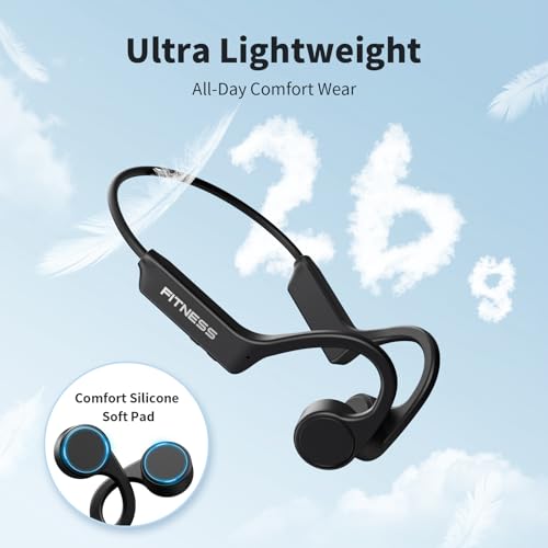 Bone Conduction Open Ear Bluetooth Headphones with Mic, IPX6 Waterproof, Black B718516