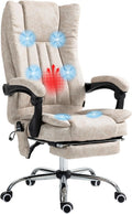 Cream White Microfiber High Back Office Chair with Massage and Footrest R143518