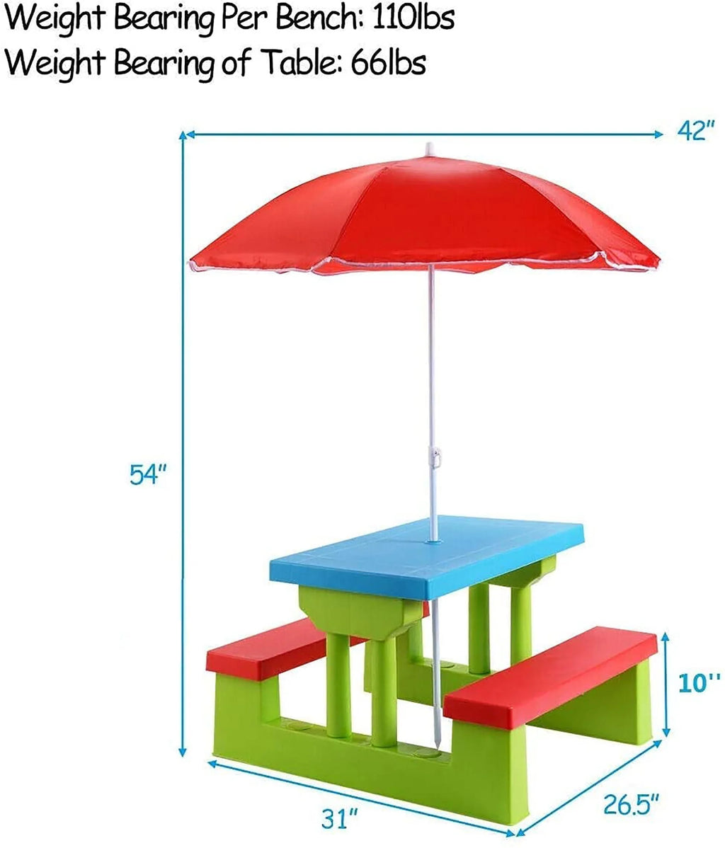 Kids Picnic Table with Umbrella G543775