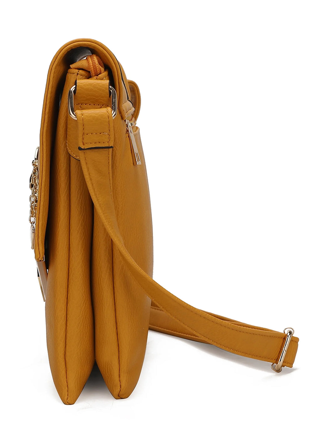 Mustard Vegan Leather Crossbody Bag D4752