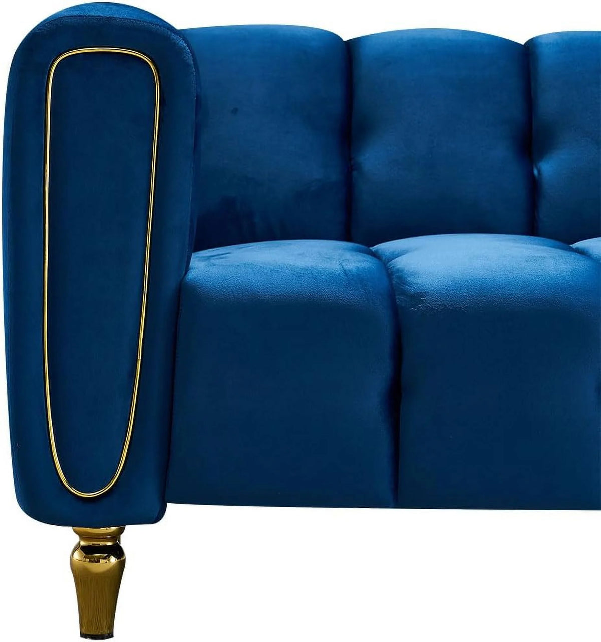 Blue Velvet 3-Seat Tufted Sofa N64518