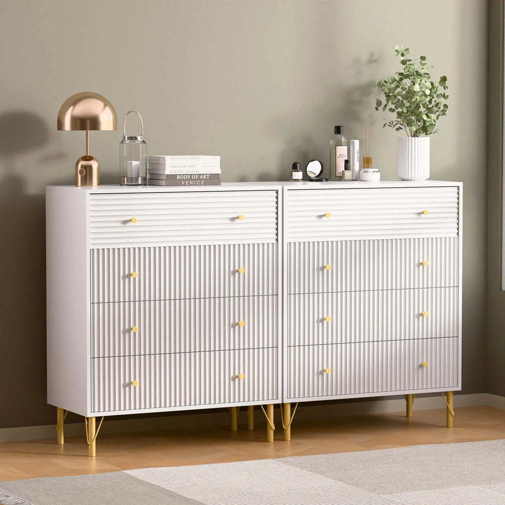White 4 Drawer Dresser Set of 2 P850