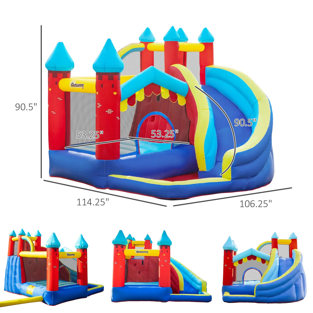 4 in 1 Inflatable Bounce House with Slide, Climbing Wall, and Pool or Ball Pit Z108372