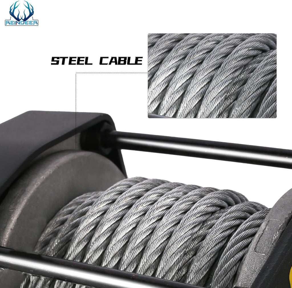 12V 3000 lb Electric Winch Kit with Steel Cable Wire Rope Waterproof IP67 Wireless Remotes S87175