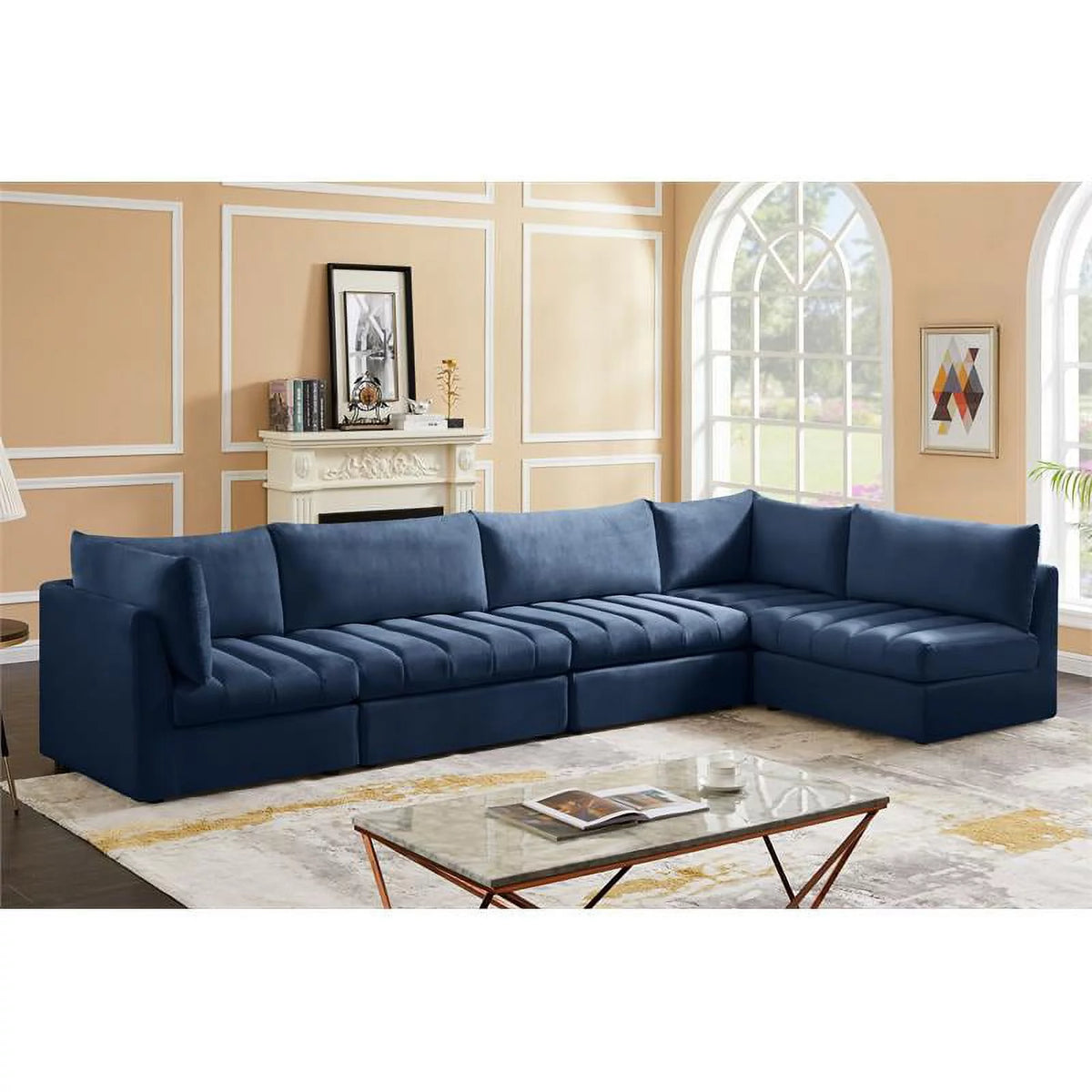 Navy Velvet Modular Sectional J4052