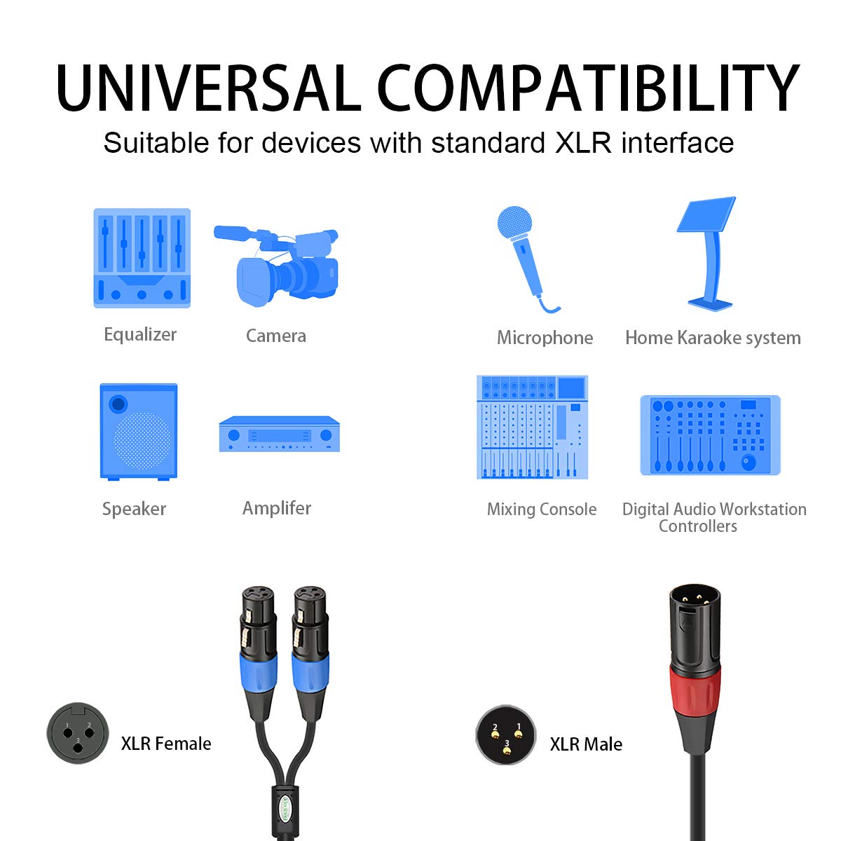 XLR Y-Cable 2 Female to 1 Male 1.6ft I763235