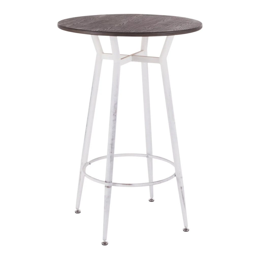 Vintage White Round Bar Table with Espresso Bamboo C487316