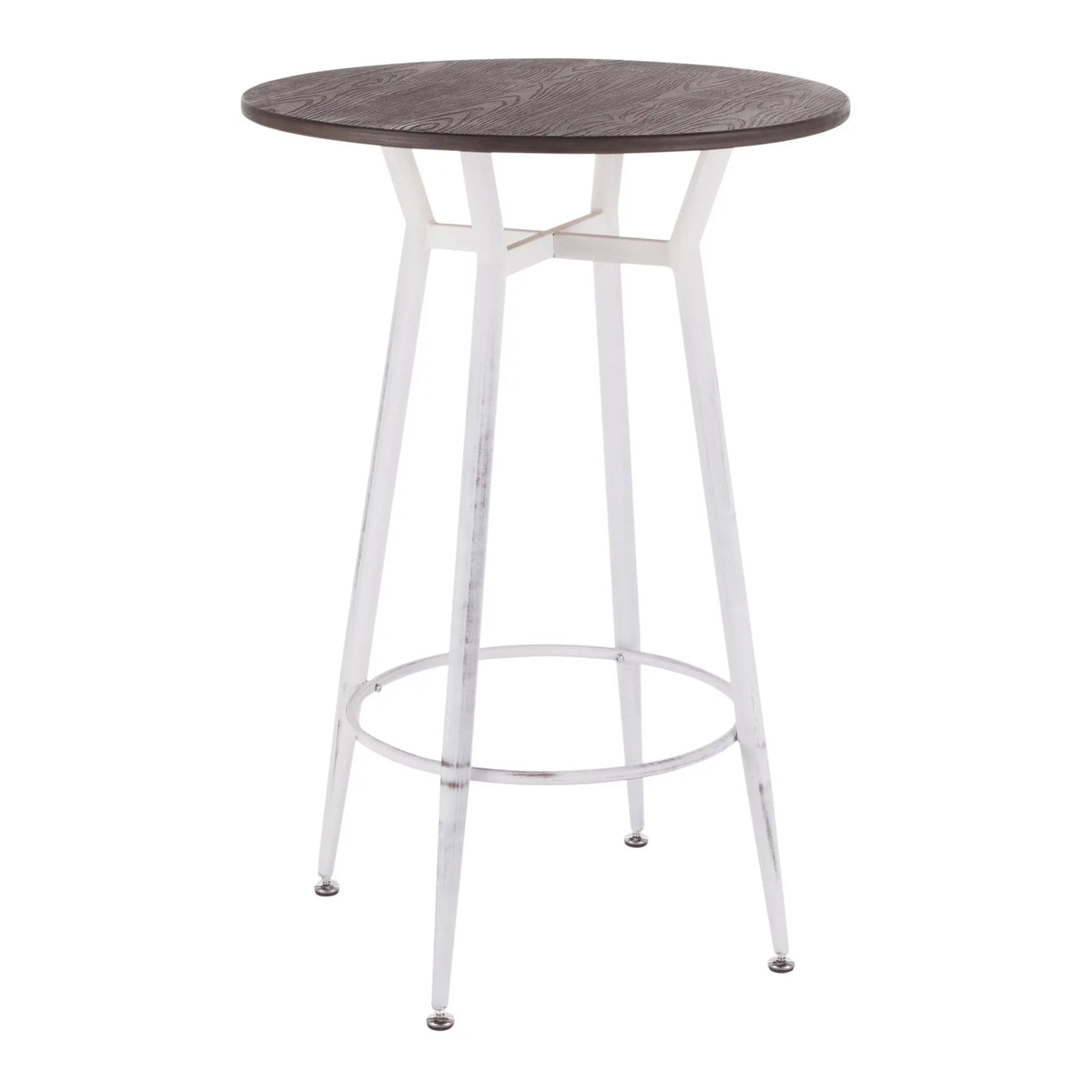 Vintage White Round Bar Table with Espresso Bamboo C487316