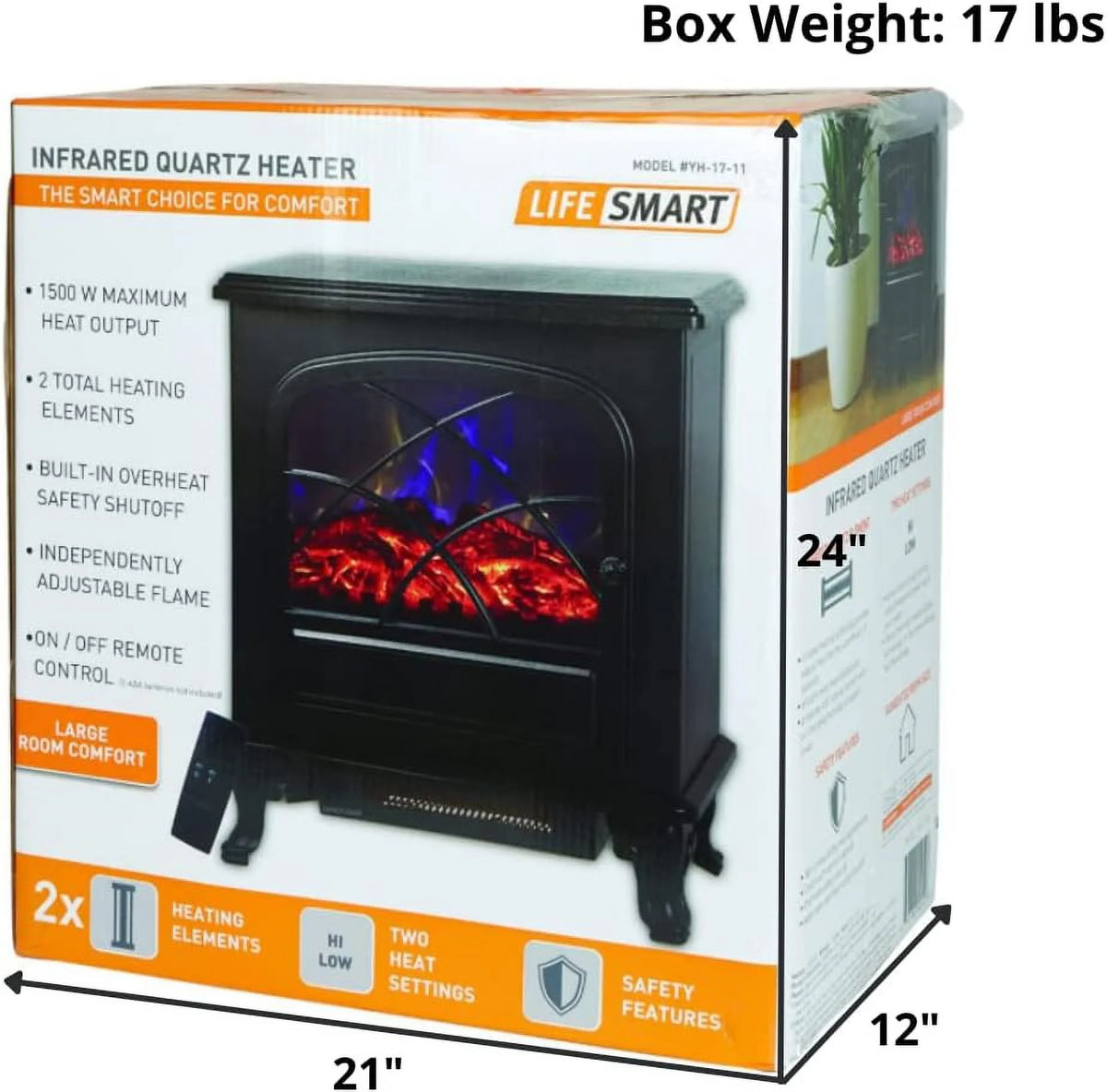 Black Infrared Electric Fireplace Stove Heater L776