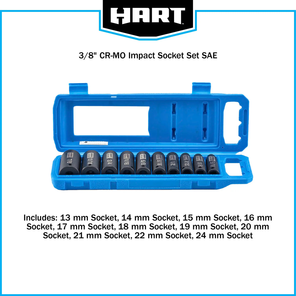 10 Piece 3/8-inch Impact Rated Socket Set I21872