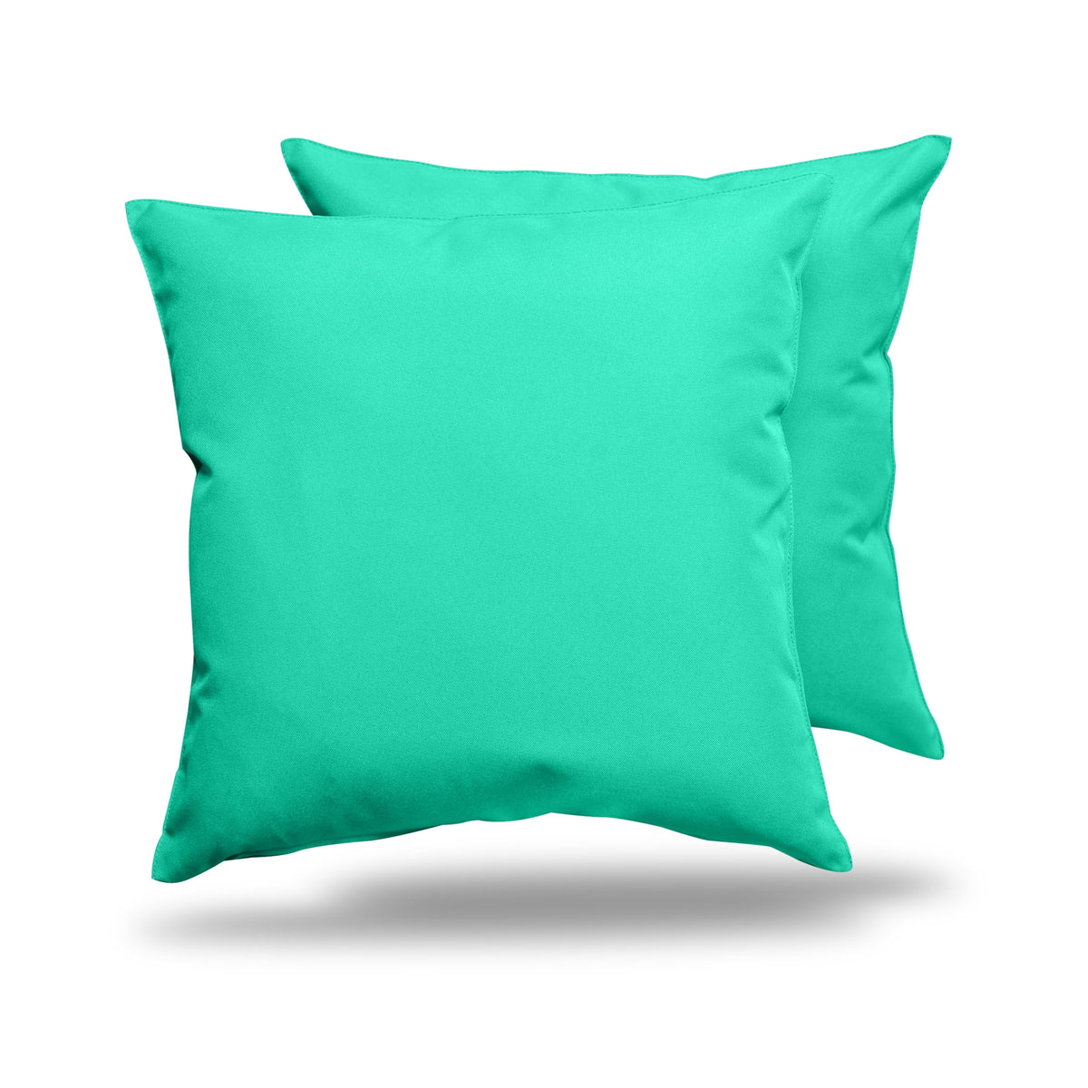 Pack of 2 Outdoor Decorative Throw Pillows 18 x 18 inch Solid Aqua Square Pillows W13879