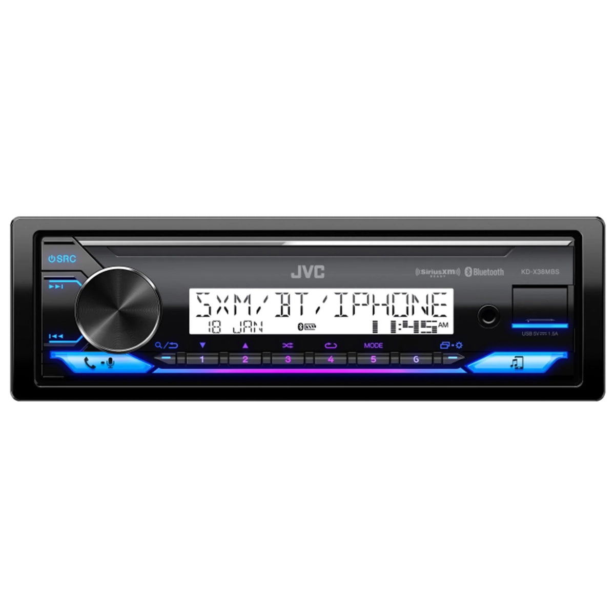 1-Din Car Marine Stereo Receiver with Bluetooth USB E853