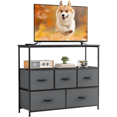 TV Stand Dresser with 5 Fabric Storage Drawers D55182