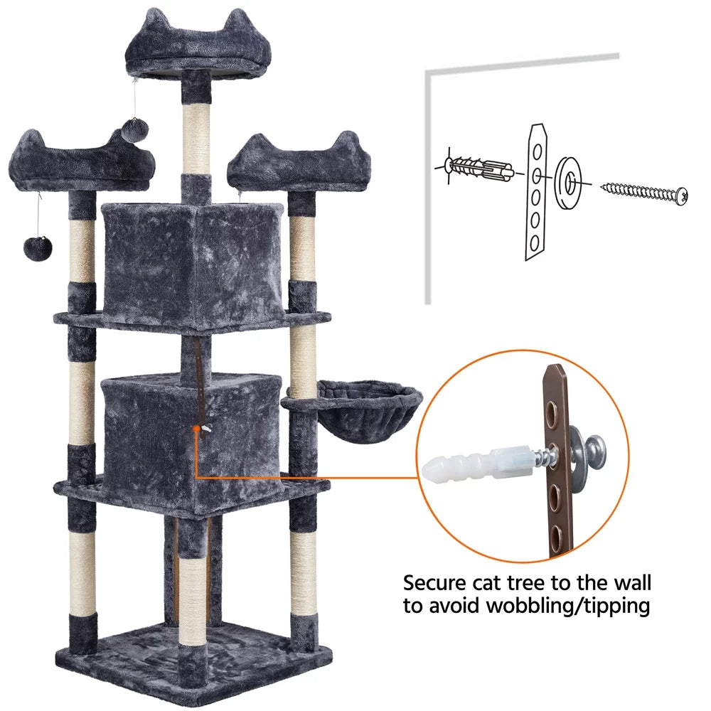 Large Dark Gray Cat Tree with Scratching Board X248773