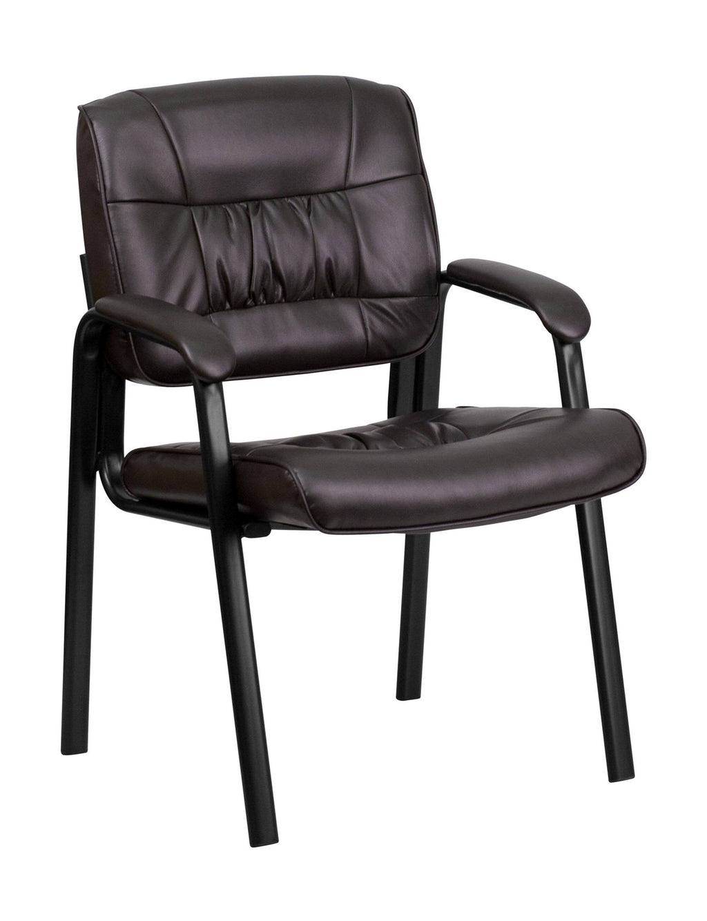 Brown Leather Executive Side Reception Chair with Black Frame L976224