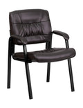 Brown Leather Executive Side Reception Chair with Black Frame L976224