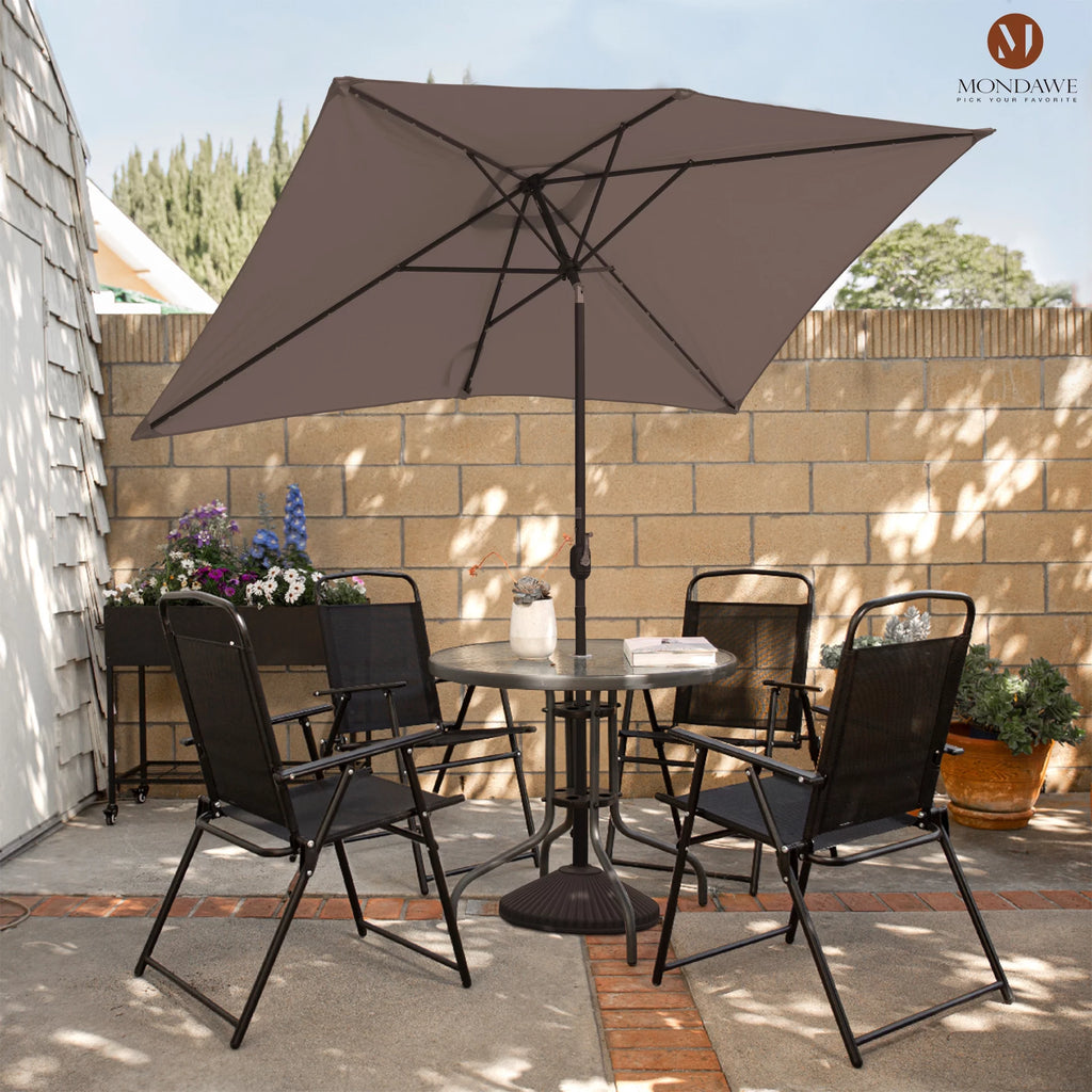 6.5 x 10ft Rectangular Patio Umbrella with 26 Led Lights U495618