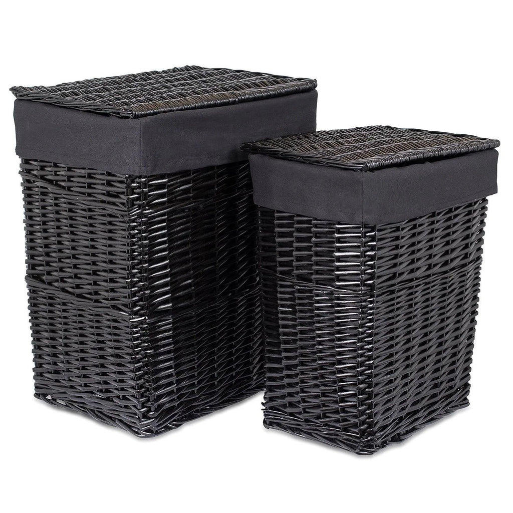 Woven Willow Baskets with Liner, Set of 5, Rectangular Storage Bins with Lids A166376