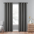 Charcoal Grey 100% Blackout Grommet Top Window Curtain Panel H98901