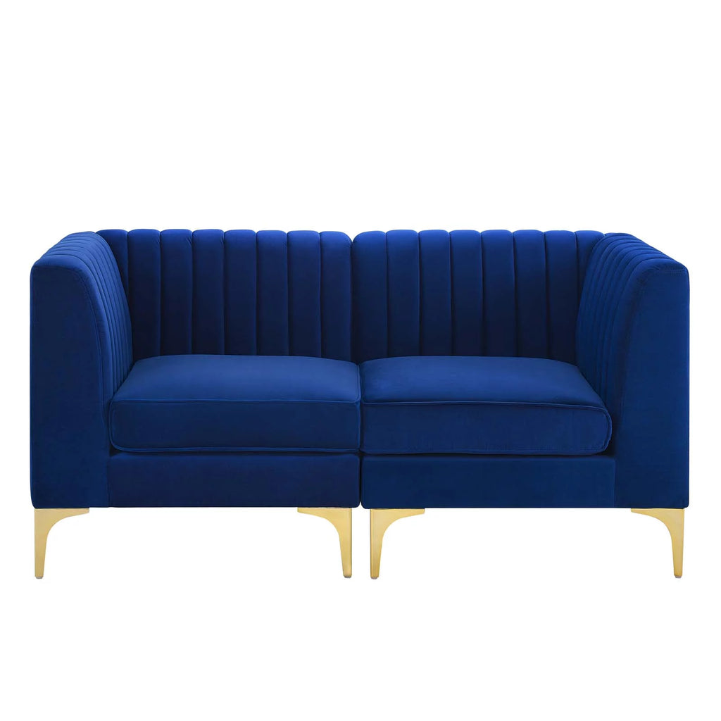 Navy Channel Tufted Performance Velvet Loveseat L49852
