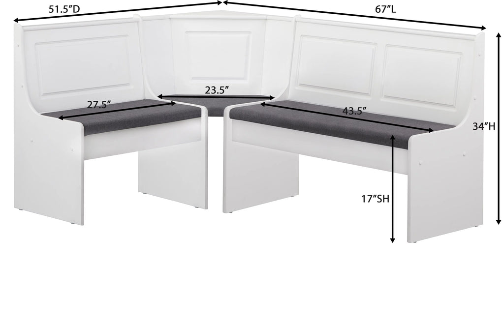 3-Piece Upholstered Dining Nook Set V682528