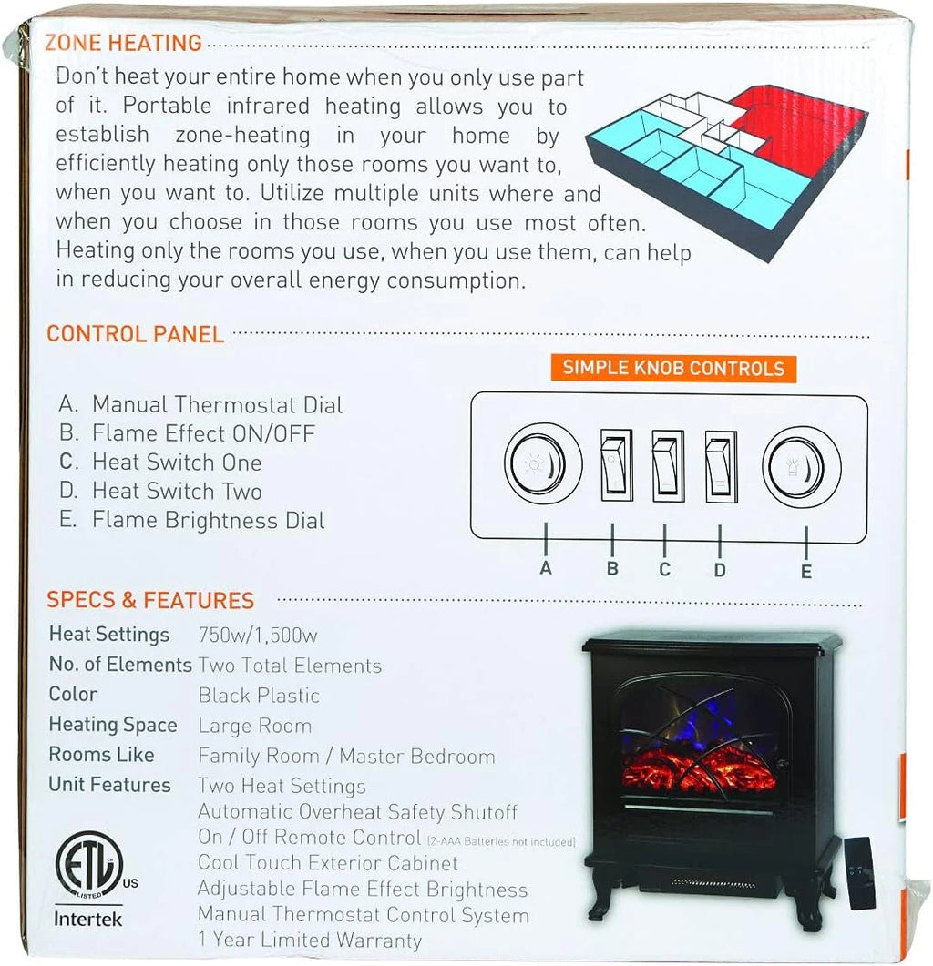 Black Infrared Electric Fireplace Stove Heater L776
