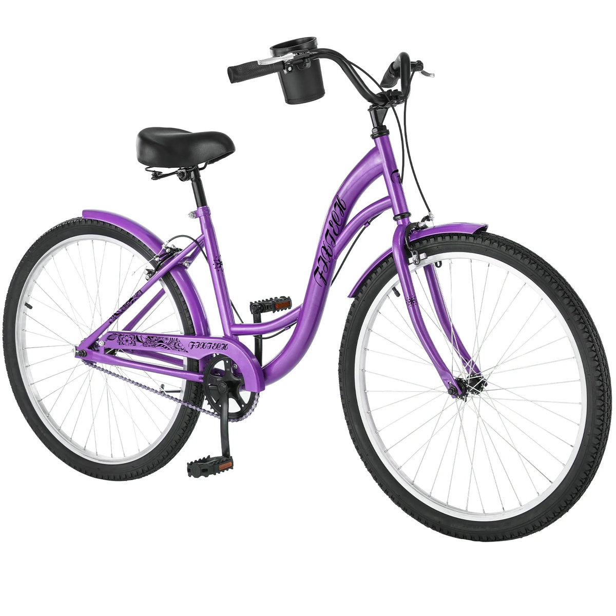 White 26 inch 7 Speed Foldable Cruiser Bike with Basket P825483