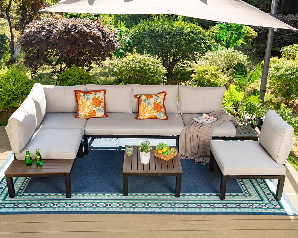 6-Piece Patio Conversation Set Outdoor Sofa with Cushions B8037
