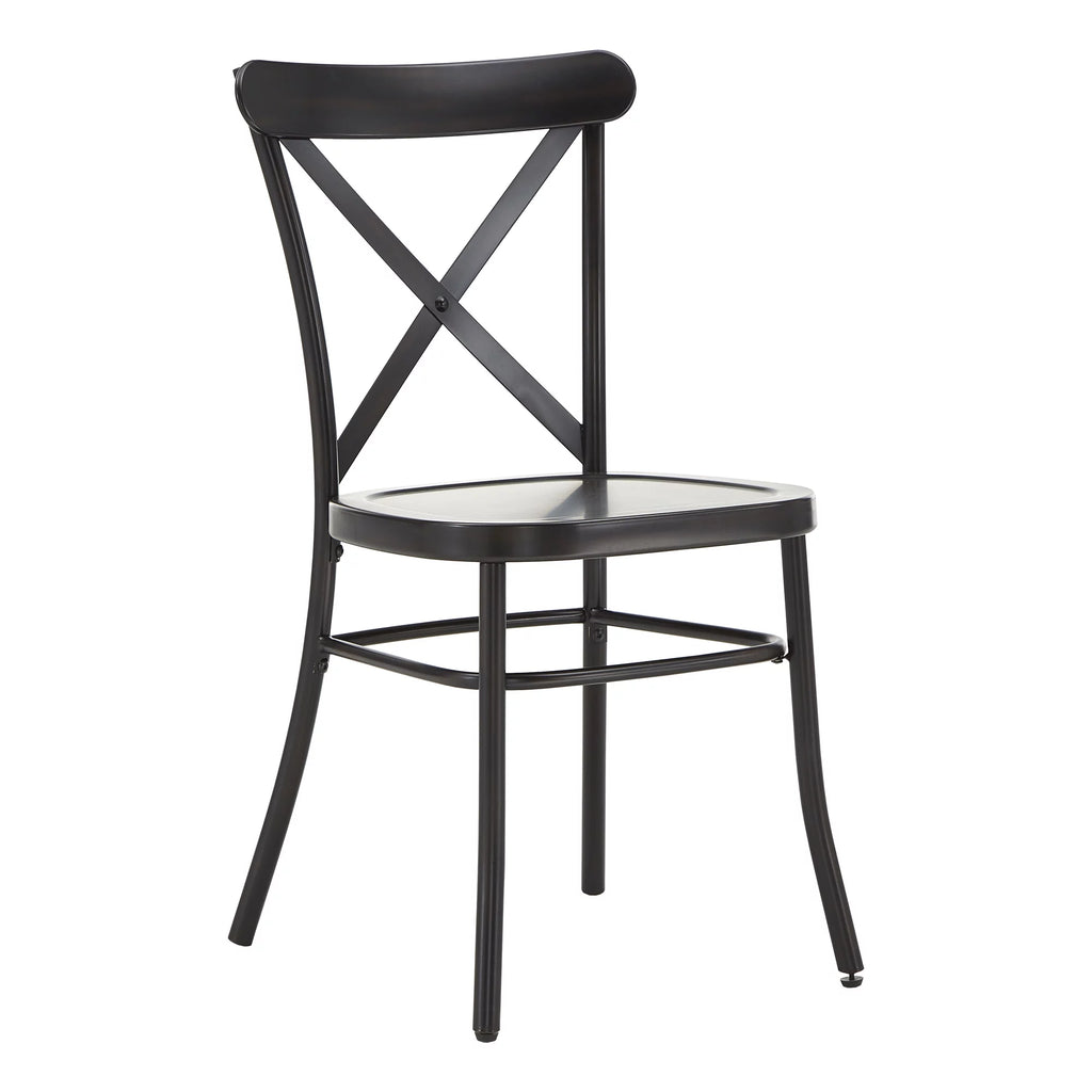 Antique Black Metal Dining Chairs Set of Two U473