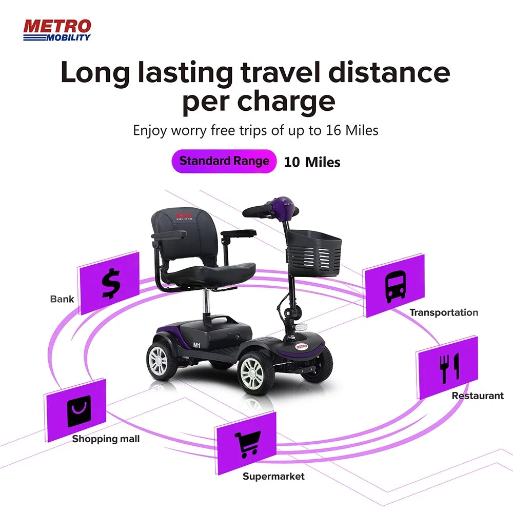 4 Wheel Purple Mobility Scooter with Detachable Basket M399615