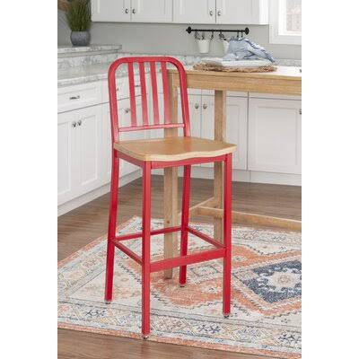 Red Solid Wood Bar Stool Z76568