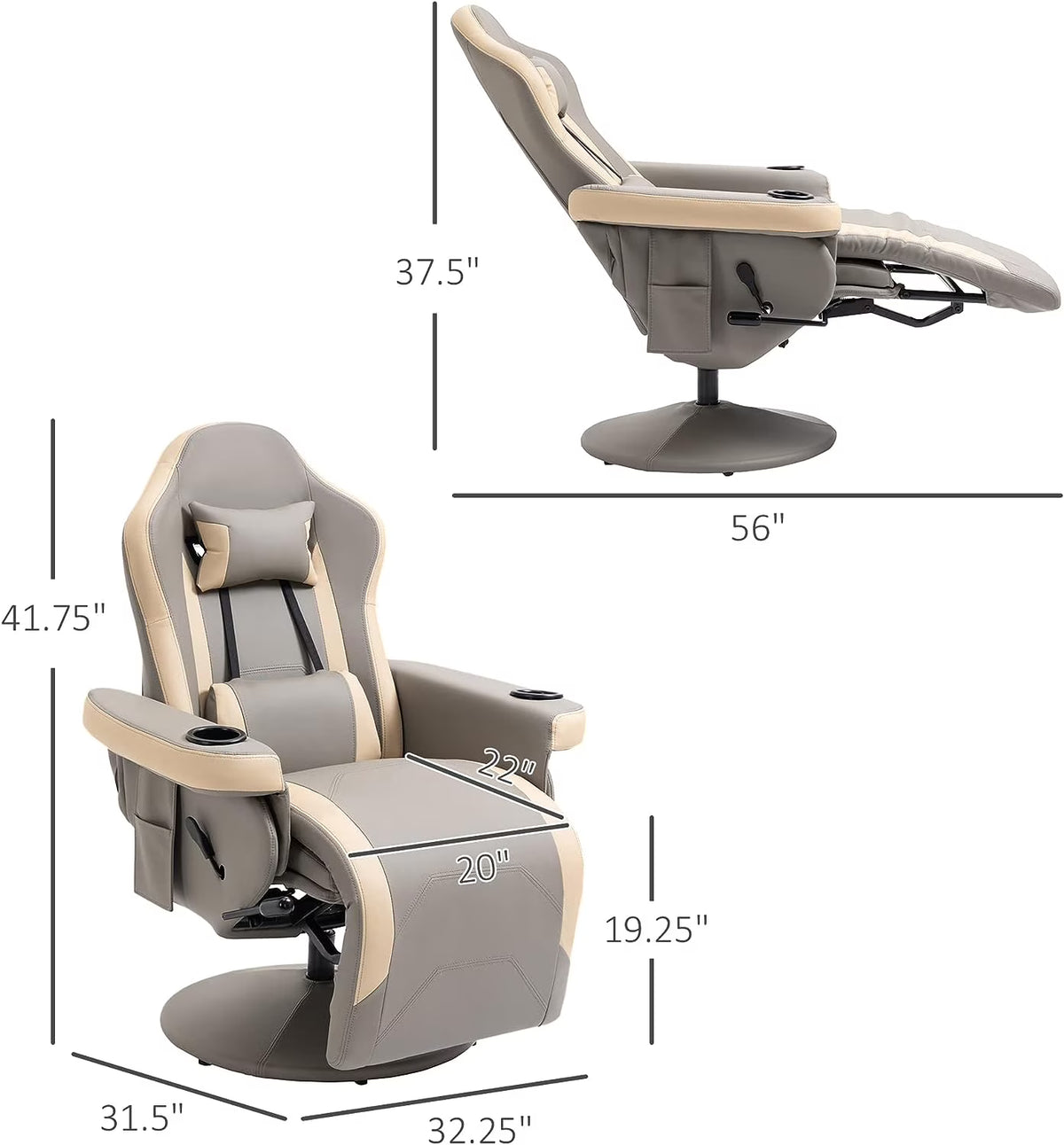 Leather Lounge Chair with Adjustable Leg Rest K249